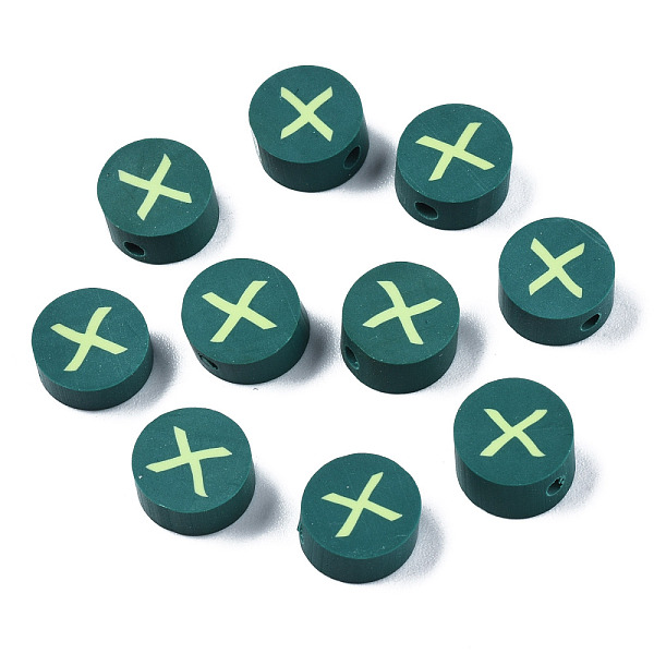 PandaHall Handmade Polymer Clay Beads, Flat Round with Alphabet, Dark Green, Letter.X, 9x3.5~5mm, Hole: 1.6mm Polymer Clay Letter X
PandaHall Handmade Polymer Clay Beads, Flat Round with Alphabet, Dark Green, Letter.X, 9x3.5~5mm, Hole: 1.6mm Polymer Clay Letter X