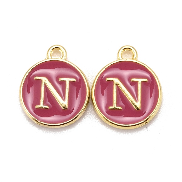 PandaHall Golden Plated Alloy Enamel Charms, Cadmium Free & Lead Free, Enamelled Sequins, Flat Round with Letter, Camellia, Letter.N..., Pink
PandaHall Golden Plated Alloy Enamel Charms, Cadmium Free & Lead Free, Enamelled Sequins, Flat Round with Letter, Camellia, Letter.N..., Pink