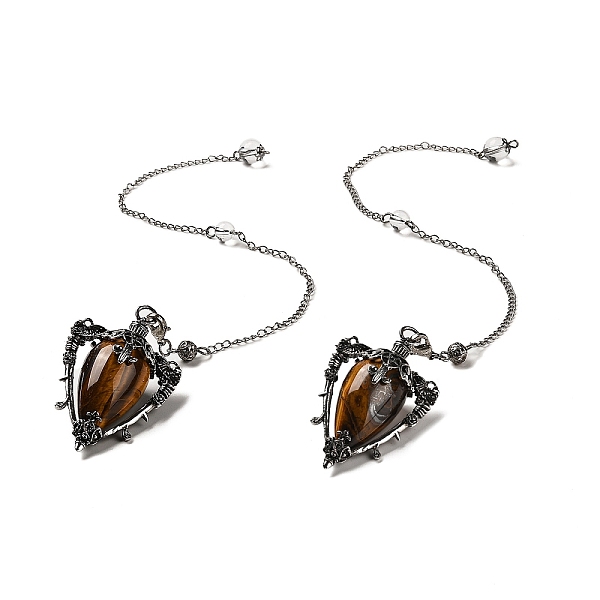 PandaHall Natural Tiger Eye Triangle Dowsing Pendulum Pendants, with Quartz Crystal Round Beads, Rack Plating Alloy Findings & Chains...
PandaHall Natural Tiger Eye Triangle Dowsing Pendulum Pendants, with Quartz Crystal Round Beads, Rack Plating Alloy Findings & Chains...