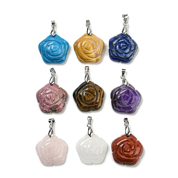 PandaHall Natural Mixed Stone Carved Pendants, Flower Charms with Rack Plating Platinum Plated Brass Pinch Bails, Mixed Dyed and Undyed...
PandaHall Natural Mixed Stone Carved Pendants, Flower Charms with Rack Plating Platinum Plated Brass Pinch Bails, Mixed Dyed and Undyed...
