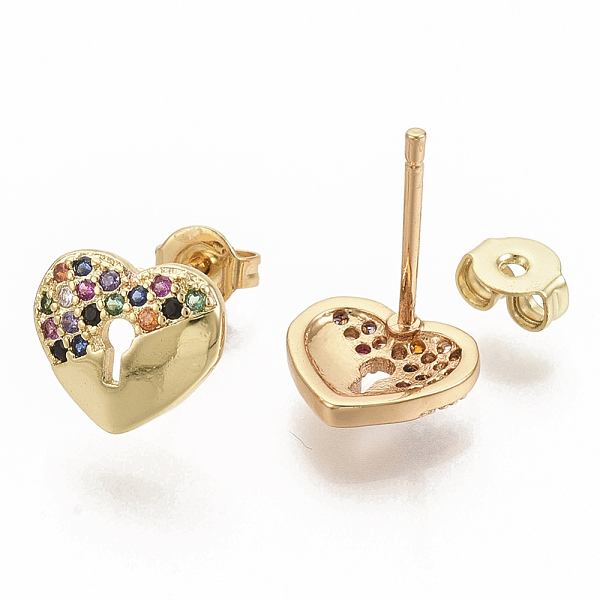 PandaHall Brass Micro Pave Colorful Cubic Zirconia Stud Earrings, for Valentine's Day, with Earring Backs, Heart Lock, Real 16K Gold Plated...
PandaHall Brass Micro Pave Colorful Cubic Zirconia Stud Earrings, for Valentine's Day, with Earring Backs, Heart Lock, Real 16K Gold Plated...