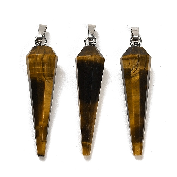 PandaHall Natural Tiger Eye Pointed Pendants, Faceted Cone Charms with Platinum Plated Barss Snap on Bails, 35~35.5x8~8.5mm, Hole: 6.5x4mm...
PandaHall Natural Tiger Eye Pointed Pendants, Faceted Cone Charms with Platinum Plated Barss Snap on Bails, 35~35.5x8~8.5mm, Hole: 6.5x4mm...