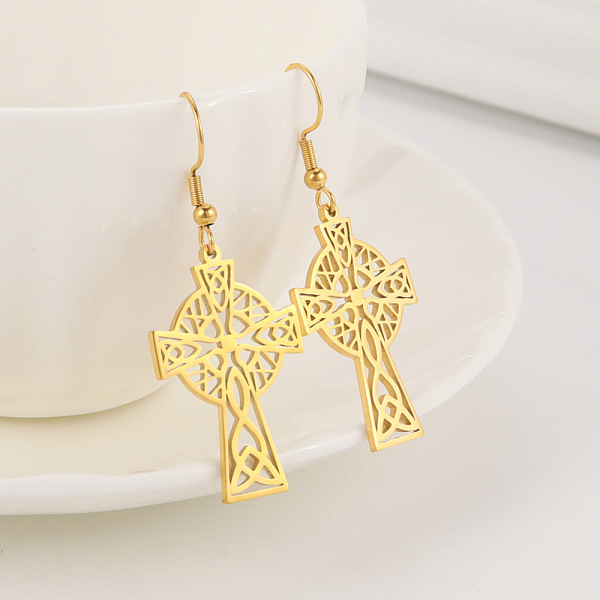 PandaHall 304 Stainless Steel Cross with Sailor's Knot Dangle Earrings for Women, Golden, 50x20mm 304 Stainless Steel Cross
PandaHall 304 Stainless Steel Cross with Sailor's Knot Dangle Earrings for Women, Golden, 50x20mm 304 Stainless Steel Cross