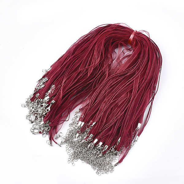 PandaHall Waxed Cord and Organza Ribbon Necklace Making, with Iron Lobster Claw Clasps, Platinum, FireBrick, 17.6 inch~17.8 inch(45~45.5cm)..., Red
PandaHall Waxed Cord and Organza Ribbon Necklace Making, with Iron Lobster Claw Clasps, Platinum, FireBrick, 17.6 inch~17.8 inch(45~45.5cm)..., Red