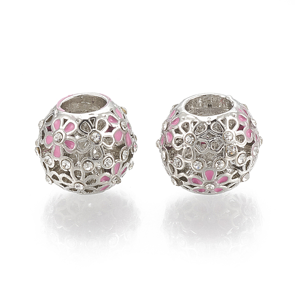 PandaHall Alloy Enamel European Beads, with Rhinestone, Hollow, Large Hole Beads, Rondelle with Flower, Platinum, 11.5x9.5mm, Hole: 5mm..., Pink
PandaHall Alloy Enamel European Beads, with Rhinestone, Hollow, Large Hole Beads, Rondelle with Flower, Platinum, 11.5x9.5mm, Hole: 5mm..., Pink
