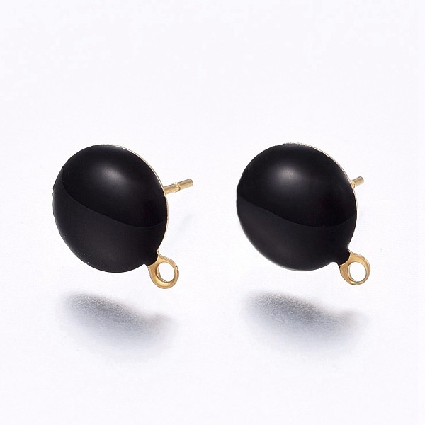 PandaHall Ion Plating(IP) 304 Stainless Steel Stud Earring Findings, with Loop, Enamel, Flat Round, Golden, Black, 11x8x2mm, Hole: 1.5mm...
PandaHall Ion Plating(IP) 304 Stainless Steel Stud Earring Findings, with Loop, Enamel, Flat Round, Golden, Black, 11x8x2mm, Hole: 1.5mm...