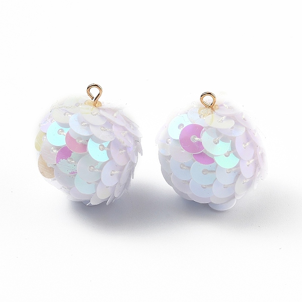 PandaHall Sparkly Paillette Plastic Pendant Decorations, AB Color Plated, Ball Shape, White, 26x21mm, Hole: 1.8mm Plastic Round White
PandaHall Sparkly Paillette Plastic Pendant Decorations, AB Color Plated, Ball Shape, White, 26x21mm, Hole: 1.8mm Plastic Round White