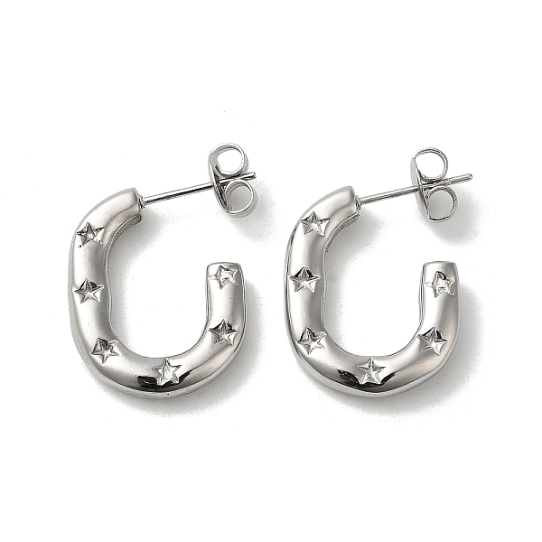 PandaHall Oval with Star 304 Stainless Steel Stud Earrings, Half Hoop Earrings, Stainless Steel Color, 20x3.5mm 304 Stainless Steel Star
PandaHall Oval with Star 304 Stainless Steel Stud Earrings, Half Hoop Earrings, Stainless Steel Color, 20x3.5mm 304 Stainless Steel Star