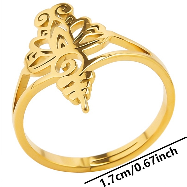 PandaHall 304 Stainless Steel Adjustable Ring, Yoga Lotus, Golden, Inner Diameter: 17mm 304 Stainless Steel Flower
PandaHall 304 Stainless Steel Adjustable Ring, Yoga Lotus, Golden, Inner Diameter: 17mm 304 Stainless Steel Flower