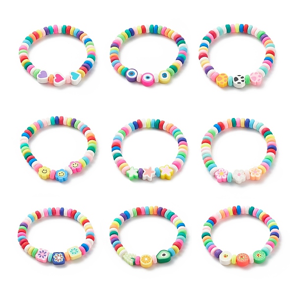 PandaHall 9Pcs 9 Style Handmade Polymer Clay Beaded Stretch Bracelets Set, Heart & Flower & Star & Fuit Beads Stackable Bracelets for Kids..., Multicolor
PandaHall 9Pcs 9 Style Handmade Polymer Clay Beaded Stretch Bracelets Set, Heart & Flower & Star & Fuit Beads Stackable Bracelets for Kids..., Multicolor