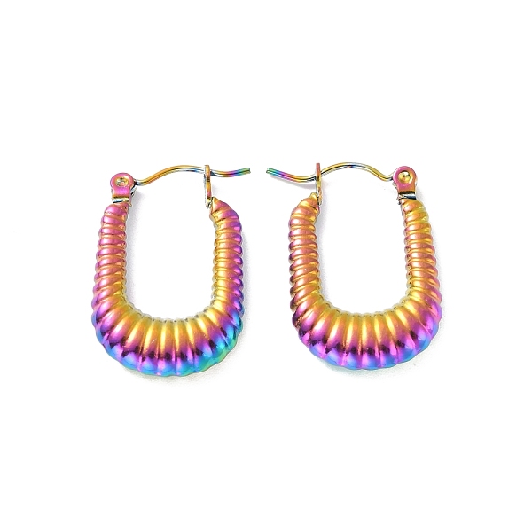 PandaHall Ion Plating(IP) 304 Stainless Steel Rectangle Hoop Earrings, Croissant Earrings for Women, Rainbow Color, 24x15.5x4mm, Pin: 0.6mm...
PandaHall Ion Plating(IP) 304 Stainless Steel Rectangle Hoop Earrings, Croissant Earrings for Women, Rainbow Color, 24x15.5x4mm, Pin: 0.6mm...