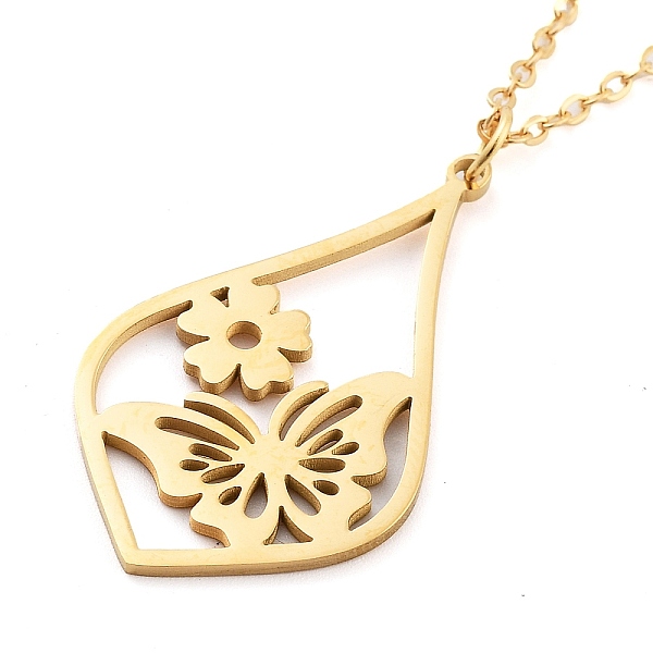 PandaHall 304 Stainless Steel Pendant Necklaces, Cable Chains, Teardrop with Flower & Butterfly, Real 18K Gold Plated, 17.64 inch(44.8cm)...
PandaHall 304 Stainless Steel Pendant Necklaces, Cable Chains, Teardrop with Flower & Butterfly, Real 18K Gold Plated, 17.64 inch(44.8cm)...