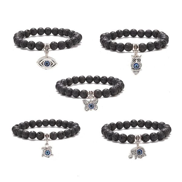 PandaHall Natural Lava Rock Round Beaded Stretch Bracelet, Alloy Charm with Resin Evil Eye Bracelet for Women, Black, Inner Diameter: 2-1/4...
PandaHall Natural Lava Rock Round Beaded Stretch Bracelet, Alloy Charm with Resin Evil Eye Bracelet for Women, Black, Inner Diameter: 2-1/4...