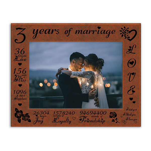 PandaHall FINGERINSPIRE 3 Years of Marriage Engraved Leather Picture Frame, 5x7 inch 3rd Anniversary Frame Brown Hanging/Tabletop Photo...
PandaHall FINGERINSPIRE 3 Years of Marriage Engraved Leather Picture Frame, 5x7 inch 3rd Anniversary Frame Brown Hanging/Tabletop Photo...