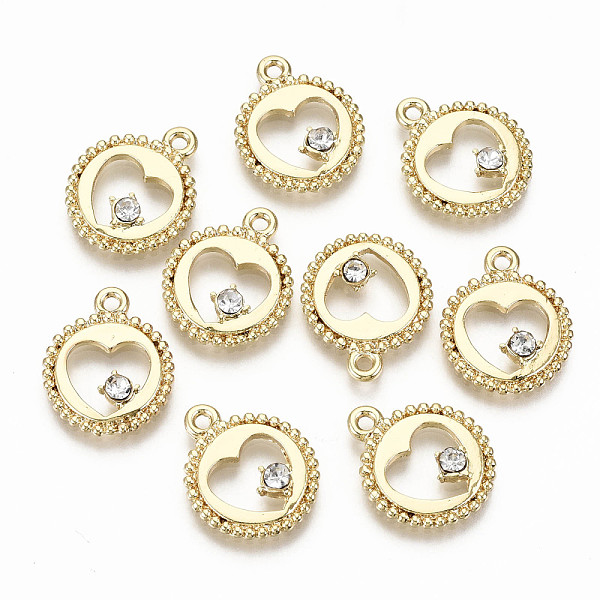 PandaHall Alloy Pendants, with Rhinestone, Cadmium Free & Nickel Free & Lead Free, Flat Round with Hollow Heart, Crystal, Light Gold..., Clear
PandaHall Alloy Pendants, with Rhinestone, Cadmium Free & Nickel Free & Lead Free, Flat Round with Hollow Heart, Crystal, Light Gold..., Clear