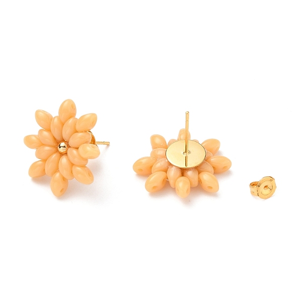 PandaHall Flower Stud Earrings, with Czech Glass Beads, Golden Plated 304 Stainless Steel Stud Earring Findings and Ear Nuts, Sandy Brown...
PandaHall Flower Stud Earrings, with Czech Glass Beads, Golden Plated 304 Stainless Steel Stud Earring Findings and Ear Nuts, Sandy Brown...