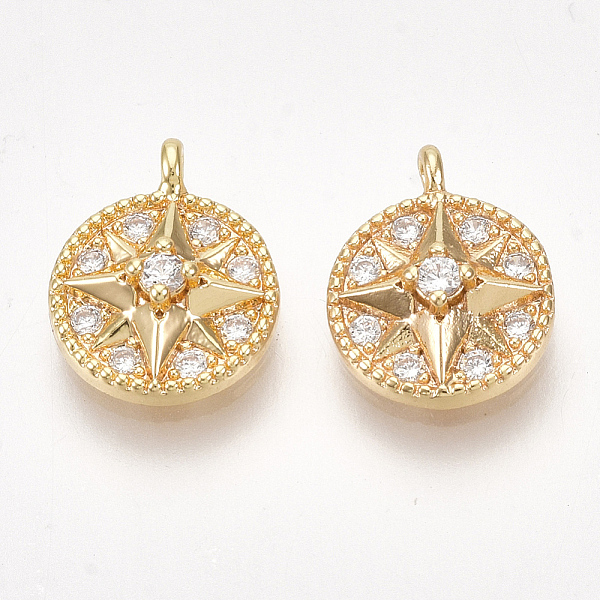 PandaHall Brass Micro Pave Cubic Zirconia Charms, Flat Round with Star, Clear, Nickel Free, Real 18K Gold Plated, 11x9x3mm, Hole: 1mm...
PandaHall Brass Micro Pave Cubic Zirconia Charms, Flat Round with Star, Clear, Nickel Free, Real 18K Gold Plated, 11x9x3mm, Hole: 1mm...