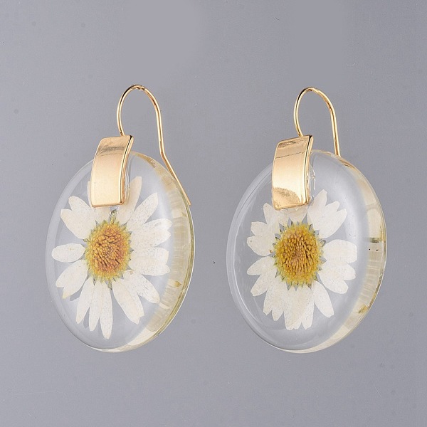 PandaHall Alloy Resin Dangle Earrings, with Dried Flower and Brass Hoop Earrings, Flat Round, Golden, 43.5x32x5mm, Pin: 0.7mm Resin
PandaHall Alloy Resin Dangle Earrings, with Dried Flower and Brass Hoop Earrings, Flat Round, Golden, 43.5x32x5mm, Pin: 0.7mm Resin