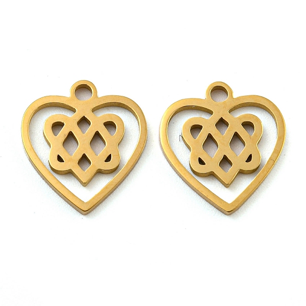 PandaHall Ion Plating(IP) 316 Surgical Stainless Steel Charms, Laser Cut, Heart with Knot Charm, Real 18K Gold Plated, 13.5x12x1mm, Hole...
PandaHall Ion Plating(IP) 316 Surgical Stainless Steel Charms, Laser Cut, Heart with Knot Charm, Real 18K Gold Plated, 13.5x12x1mm, Hole...