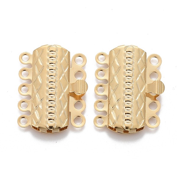 PandaHall 304 Stainless Steel Box Clasps, Multi-Strand Clasps, 5-Strands, 10-Holes, Rectangle with Flower, Real 24k Gold Plated, 19.5x15x3mm...
PandaHall 304 Stainless Steel Box Clasps, Multi-Strand Clasps, 5-Strands, 10-Holes, Rectangle with Flower, Real 24k Gold Plated, 19.5x15x3mm...