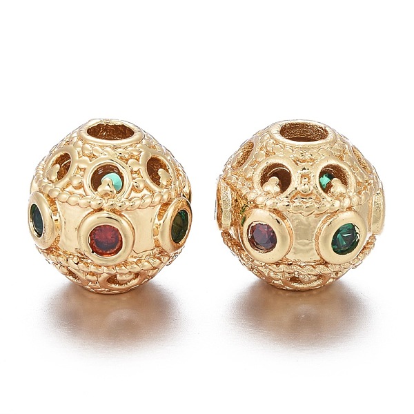 PandaHall Brass Micro Pave Cubic Zirconia Beads, Bumpy, Hollow, Long-Lasting Plated, Round, Red & Green, Real 18K Gold Plated, 10.5x10mm...
PandaHall Brass Micro Pave Cubic Zirconia Beads, Bumpy, Hollow, Long-Lasting Plated, Round, Red & Green, Real 18K Gold Plated, 10.5x10mm...