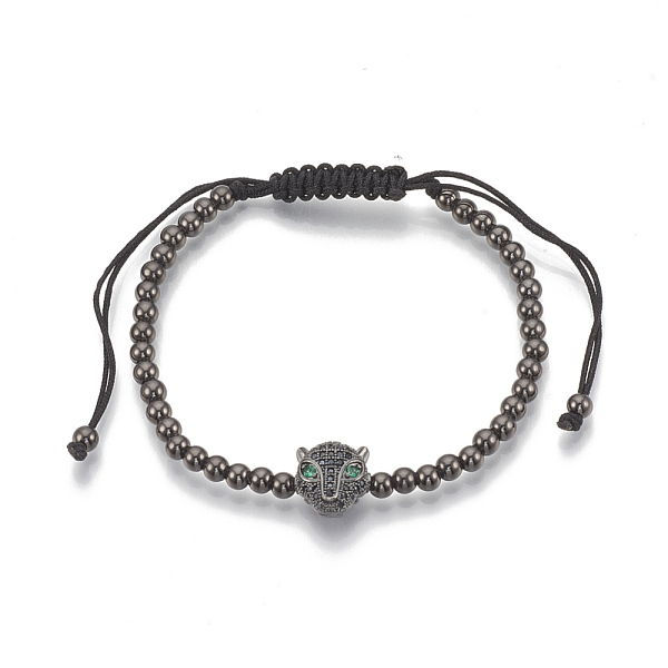 PandaHall Brass Braided Bead Bracelets, with Micro Pave Cubic Zirconia and Polyester Cord, Leopard Head, Black, Gunmetal, 1-3/4 inch...
PandaHall Brass Braided Bead Bracelets, with Micro Pave Cubic Zirconia and Polyester Cord, Leopard Head, Black, Gunmetal, 1-3/4 inch...