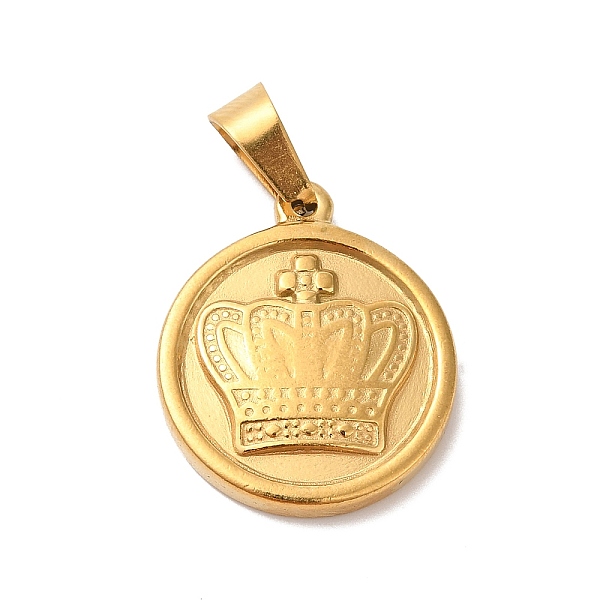 PandaHall 304 Stainless Steel Pendants, Golden, Flat Round with Crown Charm, 21x18x3mm, Hole: 4x6mm 304 Stainless Steel Flat Round
PandaHall 304 Stainless Steel Pendants, Golden, Flat Round with Crown Charm, 21x18x3mm, Hole: 4x6mm 304 Stainless Steel Flat Round