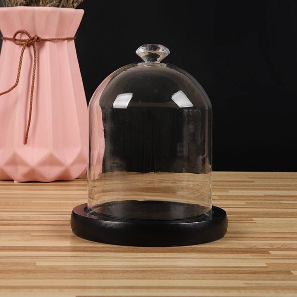 PandaHall Diamond Shaped Top Clear Glass Dome Cover, Decorative Display Case, Cloche Bell Jar Terrarium with Wood Base, Black, 90x130mm...
PandaHall Diamond Shaped Top Clear Glass Dome Cover, Decorative Display Case, Cloche Bell Jar Terrarium with Wood Base, Black, 90x130mm...