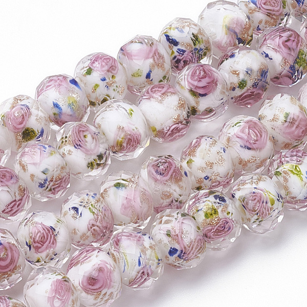 PandaHall Handmade Gold Sand Lampwork Beads Strands, Inner Flower, Faceted Rondelle, White, 9~10x7~8mm, Hole: 1.5~2mm, about 60pcs/strand...
PandaHall Handmade Gold Sand Lampwork Beads Strands, Inner Flower, Faceted Rondelle, White, 9~10x7~8mm, Hole: 1.5~2mm, about 60pcs/strand...