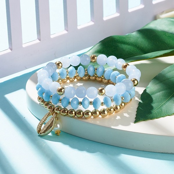 PandaHall Beaded Stretch Bracelets Set, with Acrylic Beads, ABS & CCB Plastic Beads, Alloy Pendant & Beads, Brass Findings, Light Cyan, 1/8...
PandaHall Beaded Stretch Bracelets Set, with Acrylic Beads, ABS & CCB Plastic Beads, Alloy Pendant & Beads, Brass Findings, Light Cyan, 1/8...