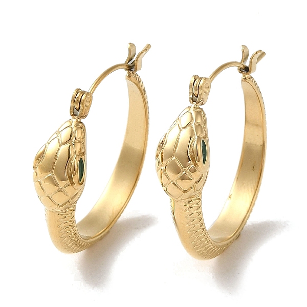 PandaHall Vacuum Plating 304 Stainless Steel Hoop Earrings, with Rhinestone, Snake, Golden, 26x7mm 304 Stainless Steel Snake
PandaHall Vacuum Plating 304 Stainless Steel Hoop Earrings, with Rhinestone, Snake, Golden, 26x7mm 304 Stainless Steel Snake