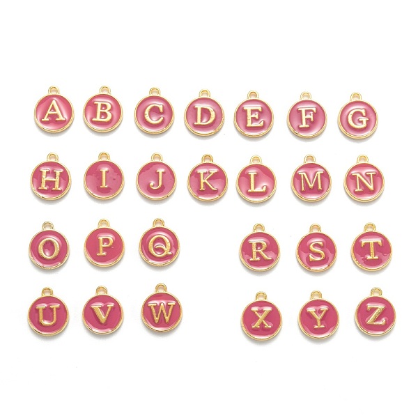PandaHall Initial Letter A~Z Alphabet Enamel Charms, Flat Round Disc Double Sided Charms, Golden Plated Enamelled Sequins Alloy Charms..., Pink
PandaHall Initial Letter A~Z Alphabet Enamel Charms, Flat Round Disc Double Sided Charms, Golden Plated Enamelled Sequins Alloy Charms..., Pink
