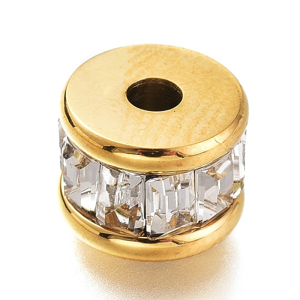 PandaHall 304 Stainless Steel Beads, with Crystal Rhinestone, Column, Golden, 8x6mm, Hole: 2mm Stainless Steel+Rhinestone Column Clear
PandaHall 304 Stainless Steel Beads, with Crystal Rhinestone, Column, Golden, 8x6mm, Hole: 2mm Stainless Steel+Rhinestone Column Clear