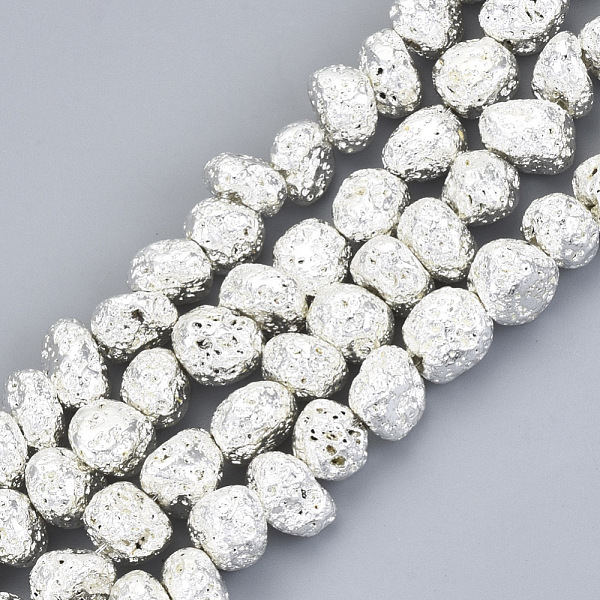 PandaHall Electroplated Natural Lava Rock Beads Strands, Nuggets, Silver Plated, 6~10x6~10x5~8mm, Hole: 1mm, about 52~54pcs/strand, 14.17...
PandaHall Electroplated Natural Lava Rock Beads Strands, Nuggets, Silver Plated, 6~10x6~10x5~8mm, Hole: 1mm, about 52~54pcs/strand, 14.17...