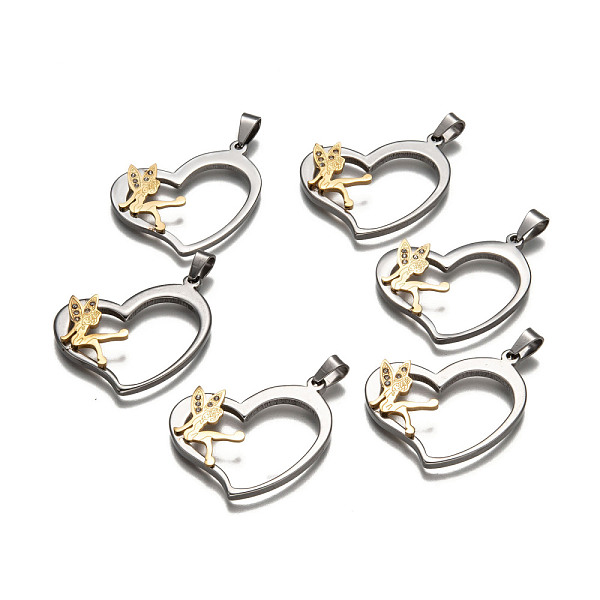 PandaHall Heart with Fairy 304 Stainless Steel Grade A Rhinestone Pendants, Golden & Stainless Steel Color, 34.5x30x4mm, Hole: 5.5x9mm..., Clear
PandaHall Heart with Fairy 304 Stainless Steel Grade A Rhinestone Pendants, Golden & Stainless Steel Color, 34.5x30x4mm, Hole: 5.5x9mm..., Clear