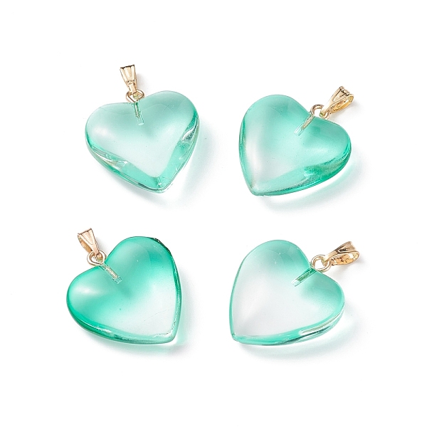 PandaHall Two Tone Spray Painted Glass Pendants, with Golden Plated Iron Bails, Heart, Medium Aquamarine, 22x20.5x7mm, Hole: 6x2mm...
PandaHall Two Tone Spray Painted Glass Pendants, with Golden Plated Iron Bails, Heart, Medium Aquamarine, 22x20.5x7mm, Hole: 6x2mm...