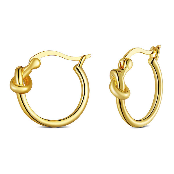 PandaHall SHEGRACE 925 Sterling Silver Hoop Earrings, Ring with Knot, Real 18K Gold Plated, 14.5x1.5mm Sterling Silver
PandaHall SHEGRACE 925 Sterling Silver Hoop Earrings, Ring with Knot, Real 18K Gold Plated, 14.5x1.5mm Sterling Silver