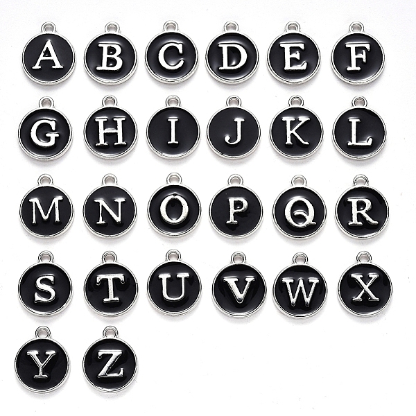 PandaHall Initial Letter A~Z Alphabet Enamel Charms, Flat Round Disc Double Sided Charms, Platinum Plated Enamelled Sequins Alloy Charms..., Black
PandaHall Initial Letter A~Z Alphabet Enamel Charms, Flat Round Disc Double Sided Charms, Platinum Plated Enamelled Sequins Alloy Charms..., Black
