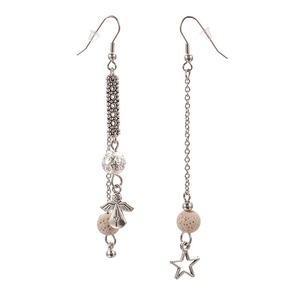 PandaHall Synthetic Lava Rock Dangle Earrings, Asymmetrical Earrings, with Alloy Findings, Angel with Star, Antique Silver & Platinum..., Brown
PandaHall Synthetic Lava Rock Dangle Earrings, Asymmetrical Earrings, with Alloy Findings, Angel with Star, Antique Silver & Platinum..., Brown