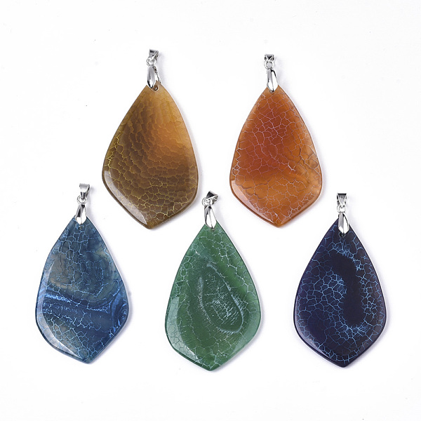 PandaHall Natural Crackle Agate Big Pendants, with Platinum Plated Brass Pinch Bails, Dyed, Teardrop, Mixed Color, 60.5~64x36~37.5x4~5mm..., Multicolor
PandaHall Natural Crackle Agate Big Pendants, with Platinum Plated Brass Pinch Bails, Dyed, Teardrop, Mixed Color, 60.5~64x36~37.5x4~5mm..., Multicolor