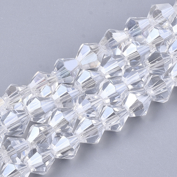 PandaHall Electroplate Glass Beads Strands, Pearl Luster Plated, Faceted, Bicone, Clear, 6x5.5~6mm, Hole: 1mm, about 44~47pcs/strand...
PandaHall Electroplate Glass Beads Strands, Pearl Luster Plated, Faceted, Bicone, Clear, 6x5.5~6mm, Hole: 1mm, about 44~47pcs/strand...