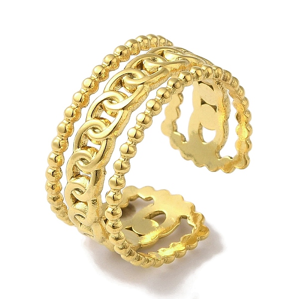 PandaHall Vacuum Plating 201 Stainless Steel Wide Band Open Cuff Rings, Curb Chain Ring for Unisex, Real 18K Gold Plated, 10.5mm, Adjustable...
PandaHall Vacuum Plating 201 Stainless Steel Wide Band Open Cuff Rings, Curb Chain Ring for Unisex, Real 18K Gold Plated, 10.5mm, Adjustable...
