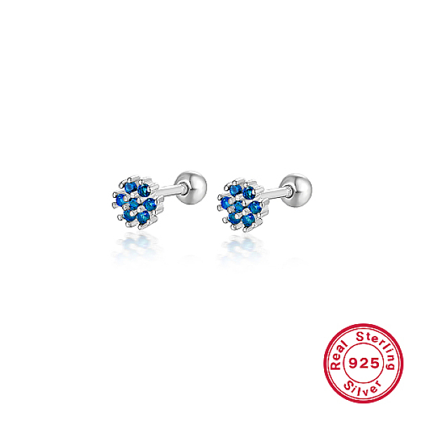 PandaHall Rhodium Plated Platinum 925 Sterling Silver Flower Stud Earrings, with Cubic Zirconia, Dodger Blue, 5mm Sterling Silver Flower
PandaHall Rhodium Plated Platinum 925 Sterling Silver Flower Stud Earrings, with Cubic Zirconia, Dodger Blue, 5mm Sterling Silver Flower