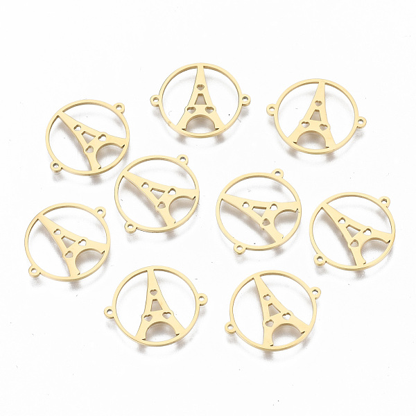 PandaHall 304 Stainless Steel Links Connectors, Laser Cut, Flat Round with Hollow Iron Tower, Real 18K Gold Plated, 15x18x0.8mm, Hole: 0.8mm...
PandaHall 304 Stainless Steel Links Connectors, Laser Cut, Flat Round with Hollow Iron Tower, Real 18K Gold Plated, 15x18x0.8mm, Hole: 0.8mm...