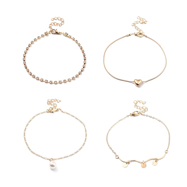 PandaHall 4Pcs 4 Style Alloy Chain Anklets Set with Heart Flat Round and Resin Pearl Charm, Clear Cubic Zirconia Tennis Anklets for Women..., White
PandaHall 4Pcs 4 Style Alloy Chain Anklets Set with Heart Flat Round and Resin Pearl Charm, Clear Cubic Zirconia Tennis Anklets for Women..., White