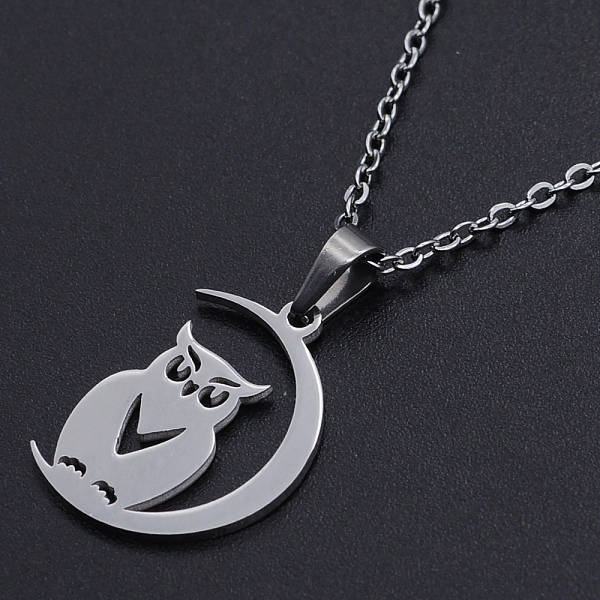 PandaHall 201 Stainless Steel Pendants Necklaces, with Cable Chains and Lobster Claw Clasps, Halloween Theme, Owl with Moon, Stainless Steel...
PandaHall 201 Stainless Steel Pendants Necklaces, with Cable Chains and Lobster Claw Clasps, Halloween Theme, Owl with Moon, Stainless Steel...