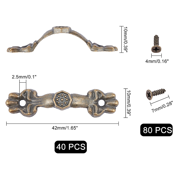 PandaHall Flower Wooden Box Pull Handle, Cabinet Door Handle Furniture Pull, with Iron Screws Findings, Antique Bronze, 120pcs/set Iron
PandaHall Flower Wooden Box Pull Handle, Cabinet Door Handle Furniture Pull, with Iron Screws Findings, Antique Bronze, 120pcs/set Iron