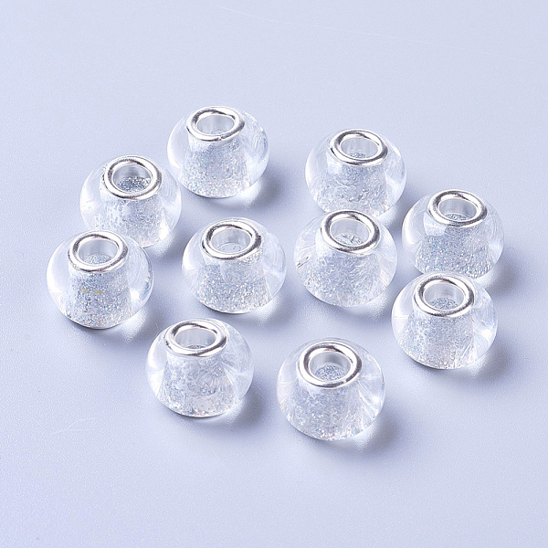 PandaHall Glass European Beads, Large Hole Beads, with Silver Color Plated Brass Cores, Rondelle, Light Grey, 14x11mm, Hole: 4.5mm..., Gray
PandaHall Glass European Beads, Large Hole Beads, with Silver Color Plated Brass Cores, Rondelle, Light Grey, 14x11mm, Hole: 4.5mm..., Gray