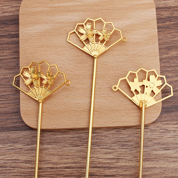 PandaHall Iron Hair Stick Findings, with Alloy Findings, Fan, Golden, 145x43x16mm Iron
PandaHall Iron Hair Stick Findings, with Alloy Findings, Fan, Golden, 145x43x16mm Iron
