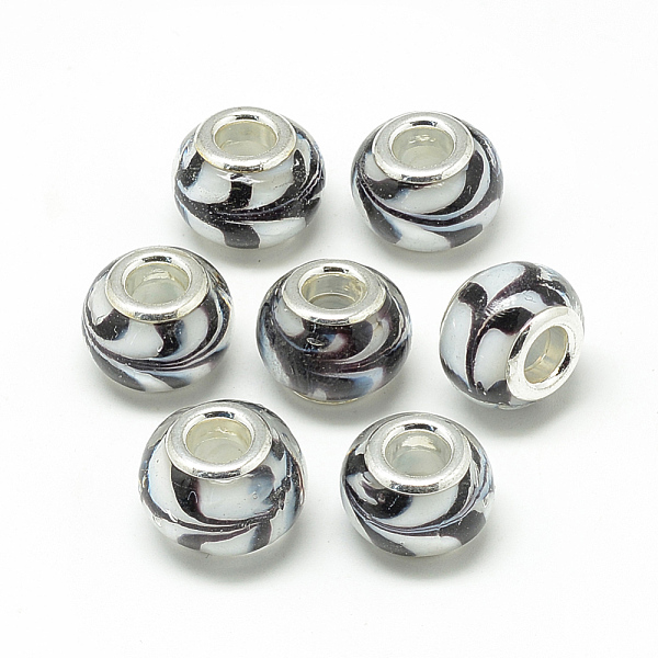 PandaHall Handmade Lampwork European Beads, with Brass Double Cores, Large Hole Beads, Rondelle, Silver Color Plated, White, 14~15x10~11mm...
PandaHall Handmade Lampwork European Beads, with Brass Double Cores, Large Hole Beads, Rondelle, Silver Color Plated, White, 14~15x10~11mm...